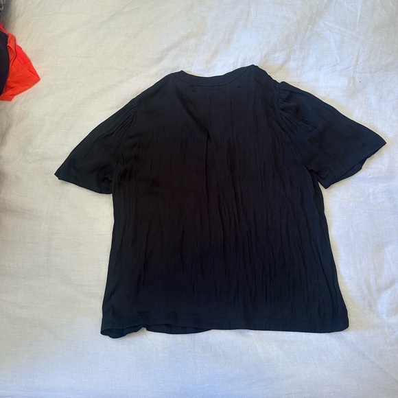 Evereve Black Mandarin Collar Relaxed Blouse - Picture 3 of 3